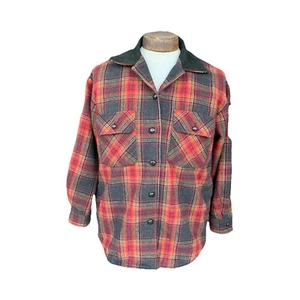 Chaqueta a Cuadros de Lana JL Colebrook Mujer Pequeña Militar Cabina Núcleo De Colección Roja Y2K - Imagen 1 de 8