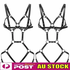 Women Sexy Leather Body Harness BDSM Restraint Fetish Fantasy Lingerie Bondage - Picture 1 of 11