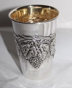 Traubenbecher Vino Coppa D' Argento Sterling 925 All'Interno Dorato Nuovo - Picture 1 of 5
