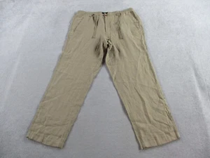 NEW Club Room Pants Mens XL Dark Khaki Tan Pure Linen Drawstring Luxury Trousers - Picture 1 of 11