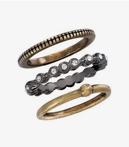 New Silpada Brass Swarovski Crystal Destination Stack Ring Size 5 KRR0091 - Picture 1 of 2