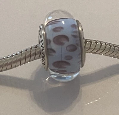 AUTHENTIC PANDORA STERLING SILVER BLUE PYTHON MURANO CHARM RARE RETIRED 790945 - Image 1 of 4