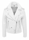 Women's Real High Quality Authentic Lambskin Leather Jacket Belted White Stylish