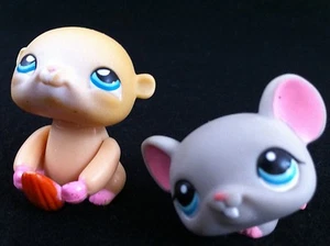 Littlest Pet Shop Hamster Maus 2er Set zum Spielen LPS Knabber Leckerli grau hellbraun - Bild 1 von 3