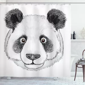 Animal Shower Curtain Hand Drawn Asian Panda Print for Bathroom 70 Inches Long - Picture 1 of 2
