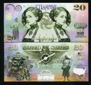 Steampunk, USA, 20 dollari, polimero fantasy, 2024 immaginativo F - Foto 1 di 1