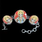 Sterling Silver Toggle Clasp Bracelet with Ganesh Plaques