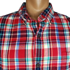 Lands End L/S Hemd 2XL Knopfleiste rot blau kariert Flanelltasche traditionelle Passform - Bild 1 von 6