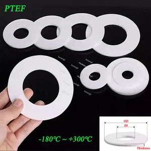 PTFE Sealing Washers Pad Seal Gasket High Temp/Oil/Solvent Resistance ID 6-400mm - Picture 1 of 8
