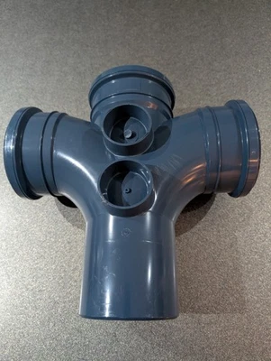 TERRAIN 110mm SOIL DOUBLE BRANCH 92.5 DEGREE - SPIGOT OUTLET Double boss, Blue - Image 1 of 4