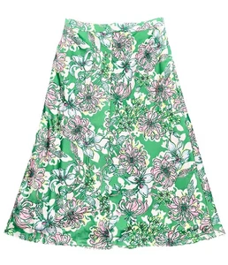 Falda midi Lilly Pulitzer para mujer talla 6 verde línea A floral tropical resort nueva con etiquetas - Imagen 1 de 14