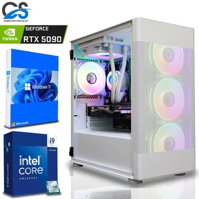 Gaming PC i9 14900KF RTX 5090 64GB DDR5 2TB SSD Windows 11 WiFi ARGB White - Image 1 of 4