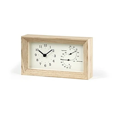 Lemnos FRAME Table Clock Temperature And Humidity Thermometer Natural LC13-14 NT - Image 1 of 3