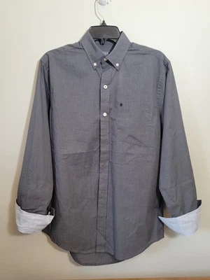 Nueva Camisa de Vestir Izod Talla Pequeña Suave Tacto Gris Cuadros Pequeños Manga Larga Foto 1 de 4