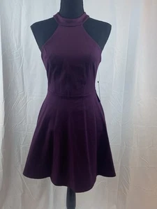 New Lulus Plum Halter Plum Skater Mini Dress Women’s Size Small - Picture 1 of 13