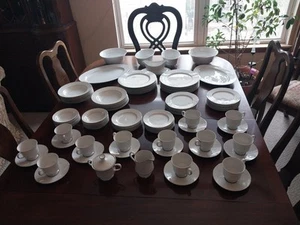 Sango China 12 Piece Set  Florence 3646 Silver Trim Set Of 94 Pieces - Picture 1 of 12