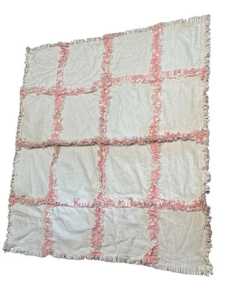 Manta bebé acolchada de trapo rosa hecha a mano 36x33 | Algodón suave Lovey Comfort regalo Foto 1 de 4