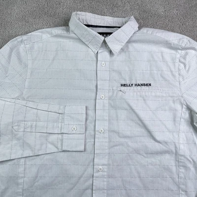 Helly Hansen Shirt Mens Medium White Geometric Ekolab Performance Button Up - Image 1 of 4