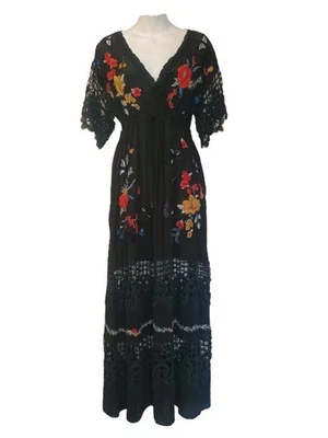 Johnny Was Jade Yalitza Embroidered Maxi Dress 100% Silk No Lining Size: S - Image 1 of 4