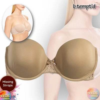 Sujetador para mujer B.tempt'd 34DD método moderno sin tirantes con borde de picot 954217 arena nuevo con etiquetas Foto 1 de 4