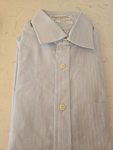 New Vtg Yves Saint Laurent Dress Shirt Blue Stripe 15 32/33 Chemises - Picture 1 of 5