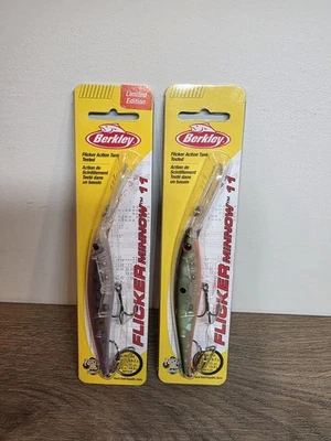 ​Lote de 2 señuelos Berkley Flicker Minnow 11 nuevos en paquete - Flashy Green Crush y HD Chubb Foto 1 de 4