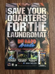 Die Hard Arcade Sega Saturn Video Game Vintage Print Ad Matte Bruce Willis
