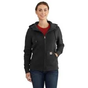 NWT CARHARTT WOMEN'S L RELAXED FIT SOFT MIDWEIGHT BLACK FULL-ZIP SWEATSHIRT - Picture 1 of 9