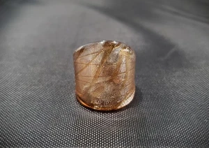 Gorgeous Golden Brown with Silver Foil Hand Blown Glass Bling Ring size 8.25 - Picture 1 of 5