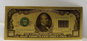 The United States of America $1000 Dollar 24k Gold Foil Certificate