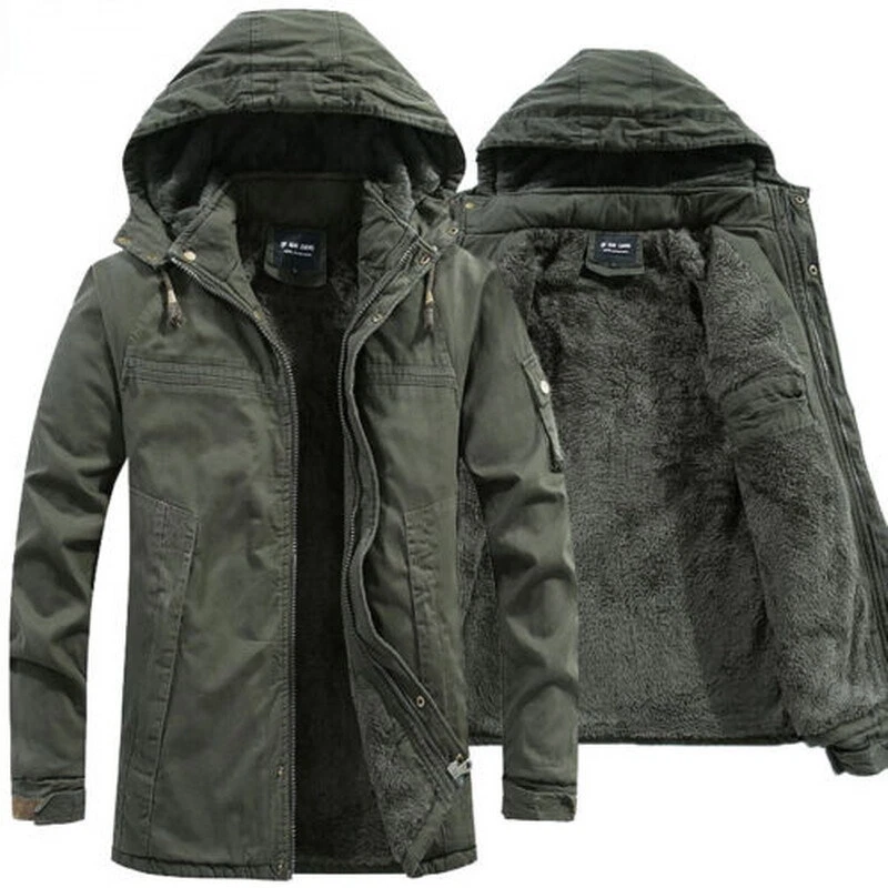 Chaquetas militares para hombre abrigo polar a prueba de viento con capucha invierno acolchado algodón Parkas. - Imagen 1 de 4