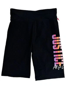 Justice Girls Black Pink & Purple All For Love Athletic Bike Shorts - Picture 1 of 1