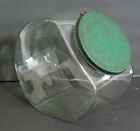 Antique Country Store Slanted Candy Jar Green Lid Country Home Cottage Bakery