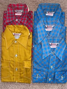 VTG 50S 60S BOYS KIDS 12 14 16 18 NEW LONG SLEEVE BUTTON SOLID CHECKERED SHIRT - Picture 1 of 6