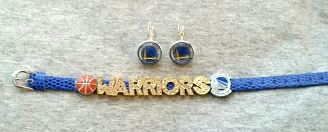 Golden state warriors bracelet and earring set Cover