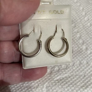 Orecchini a cerchio piccoli vintage in oro 14 KT - Foto 1 di 4