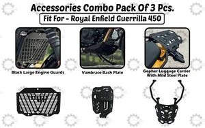 Placa Bash y parrilla de radiador "Paquete combinado de 3 para Royal Enfield Guerrilla 450" - Imagen 1 de 18