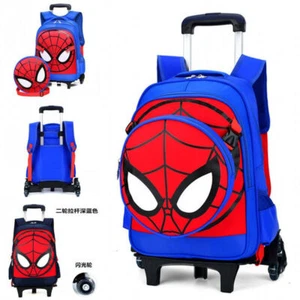 Spiderman Boys Kids Backpack Trolley Bag Rolling Suitcase Luggage Gifts - Picture 1 of 18
