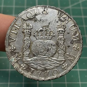 ESPAÑA 8 Reales tipo columnario del año 1770 de Carlos III ceca de Mexico MF - Foto 1 di 7