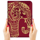 ( For iPad Mini 1 2 3 4 5 ) Art Flip Case Cover P23435 Red India Elephant
