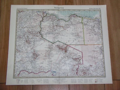 MAPA VINTAGE DE LIBIA EGIPTO ARGELIA NIGER CHAD SAHARA ÁFRICA 1928 Foto 1 de 4