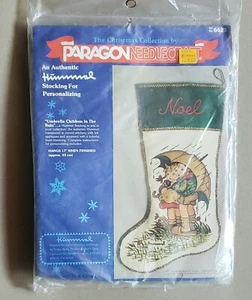 PARAGON NEEDLECRAFT HUMMEL CHRISTMAS STOCKING 1981 17"  COMPLETED VINTAGE NEW - Picture 1 of 3