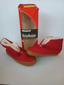 VINTAGE CAREFOAMS WARM UP, taglia 5-6, pantofole rosse NUOVE, vecchio magazzino, made in USA - Foto 1 di 7