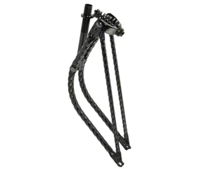 CUSTOM Black Springer Fork Bent Square Twisted for 26" Bike Lowrider Cruiser - Picture 1 of 1