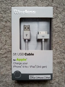 Just Wireless 5ft USB Cable for Apple iPod iPhone iPad New Opened Box - Picture 1 of 2