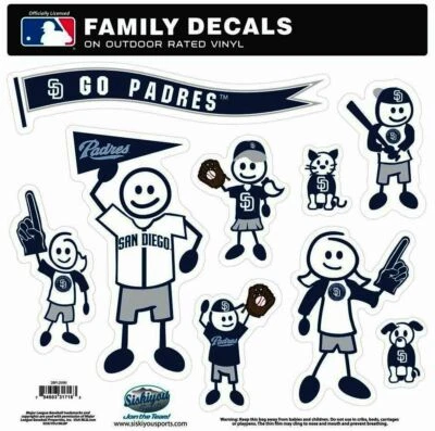 San Diego Padres Outdoor Rated Vinyl Family Decals MLB Licensed Baseball - Image 1 of 3
