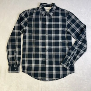 Sconosciuta flanella di transizione cotone biologico con bottoni taglia S blu grigio a quadri - Foto 1 di 12