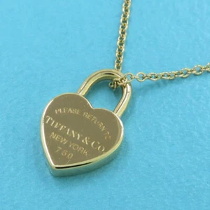Collana Tiffany & Co. Return to Heart Lock 16" Oro Giallo 18k 750 Autentica #08319 - Foto 1 di 7