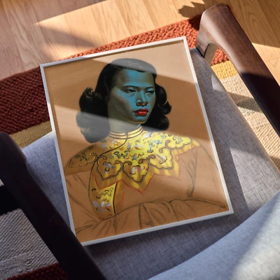 Vladimir Tretchikoff, La Niña China, Dama Verde, Reproducción Estampado Retro Foto 1 de 4