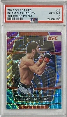 2022 UFC Panini Select Tri Color Prizm #29 Islam Makhachev PSA 10 Gem Mint - Image 1 of 4